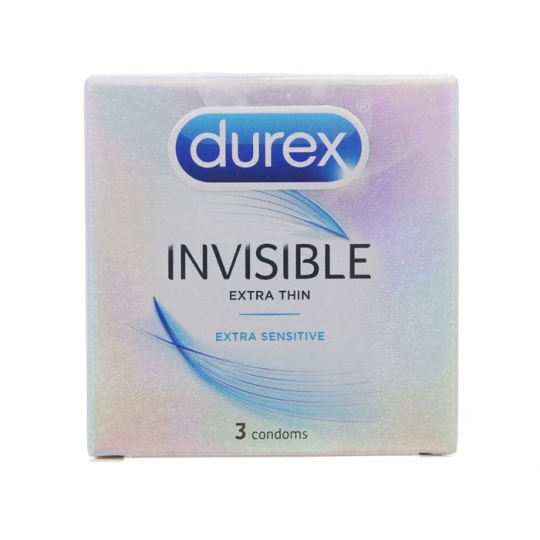 Hộp 3 cái BCS siêu mỏng, tăng cảm xúc Durex Invisible Extra Thin Extra Sensitive