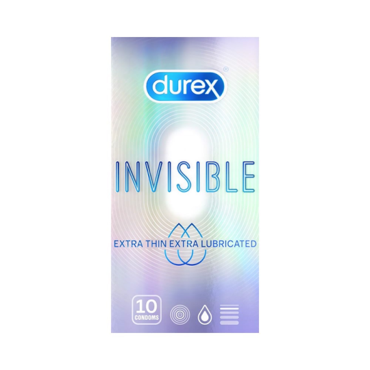 Hộp 10 cái BCS siêu mỏng, tăng cảm xúc Durex Invisible Extra Thin Extra Lubricated