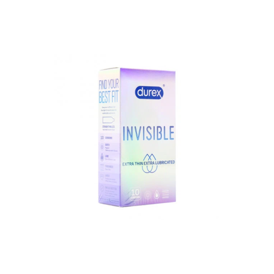 Hộp 10 cái BCS siêu mỏng, tăng cảm xúc Durex Invisible Extra Thin Extra Lubricated
